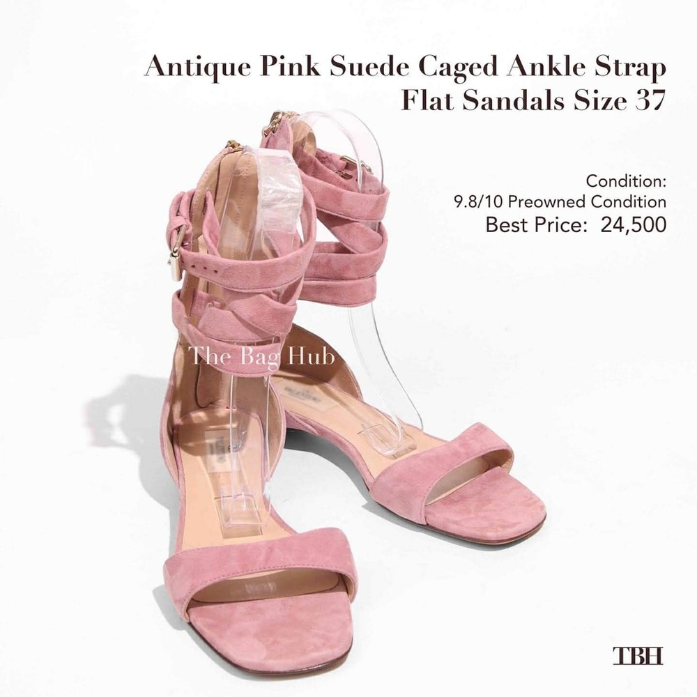 Valentino Garavani Antique Pink Suede Ankle Strap Sandals